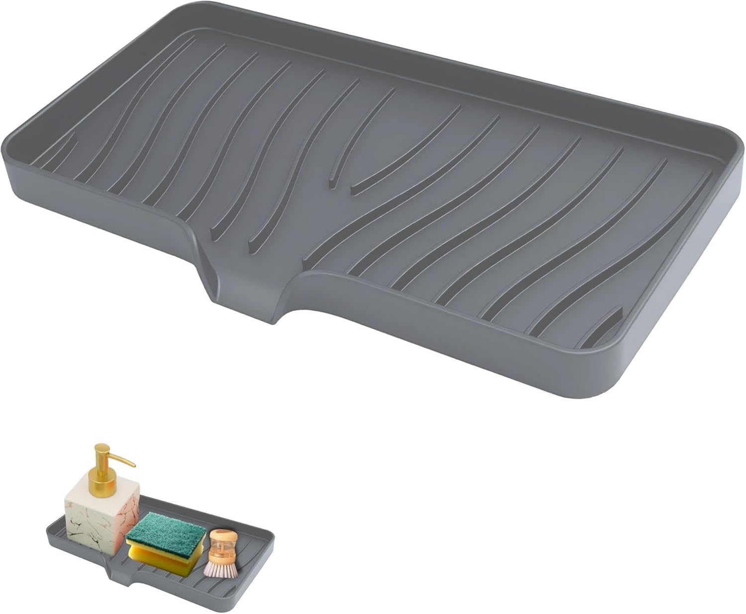 Rymss Large Silicone Soap Dish with Drain Spout