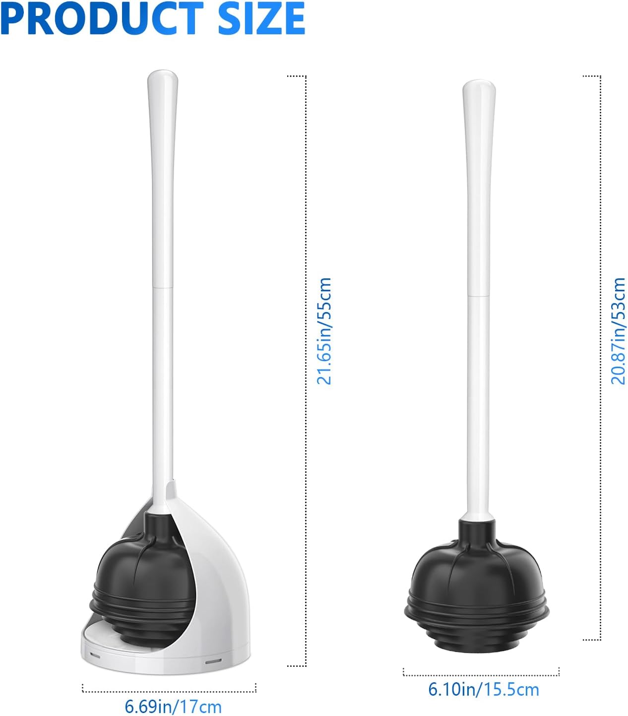 Uptronic Toilet Plunger with Holder - White