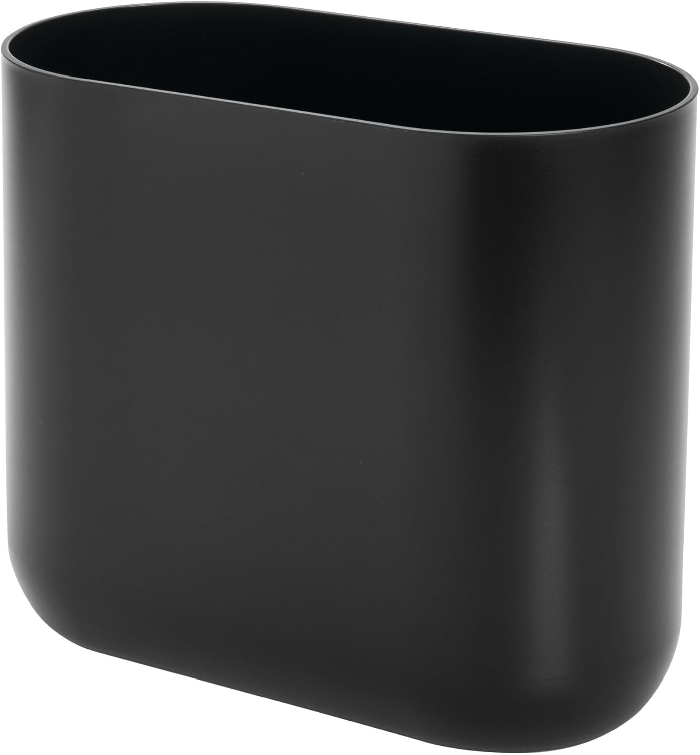 InterDesign Slim Oval Plastic Trash Can Matte Black