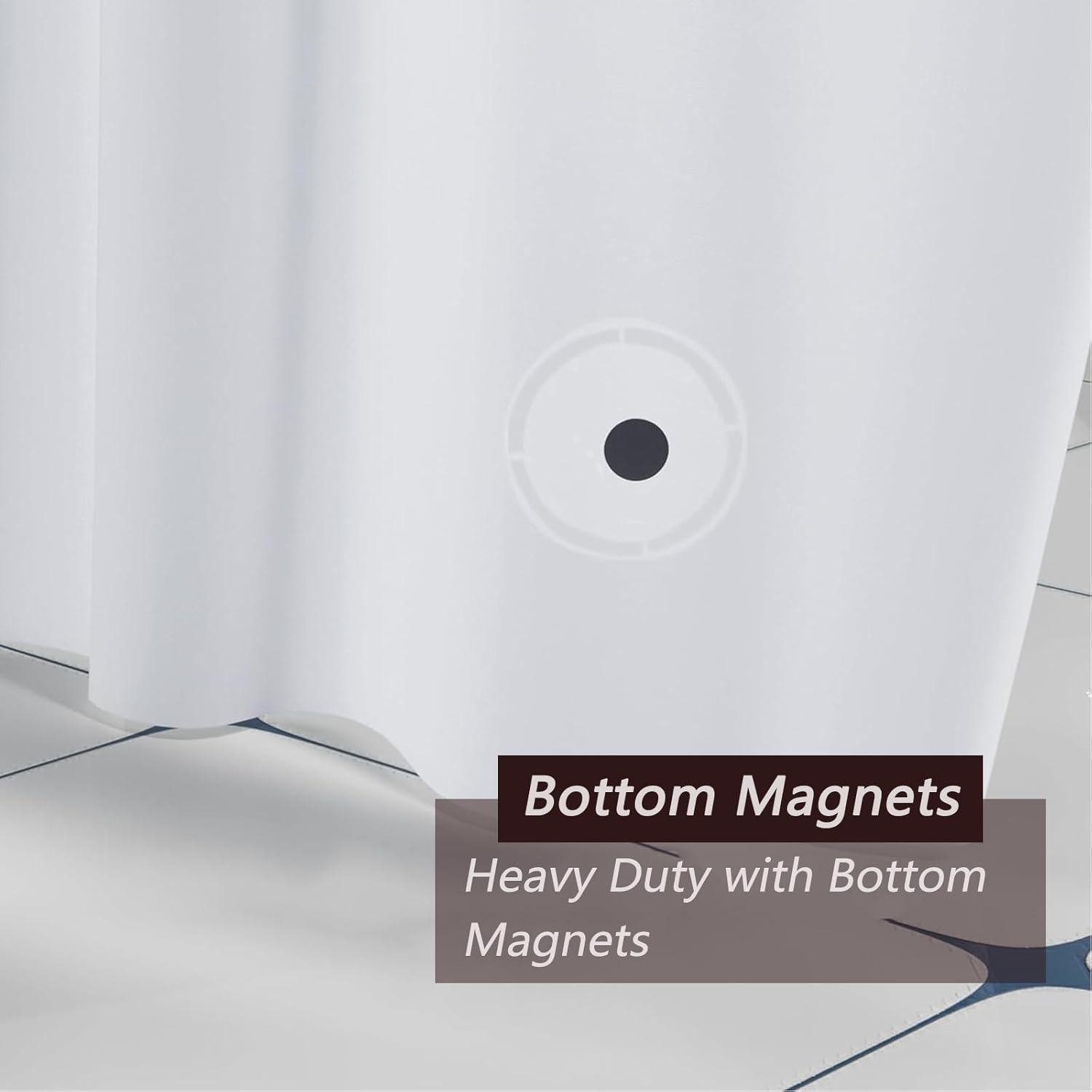 TIKABC 4G PEVA Shower Curtain Liner with 3 Magnetic Weights