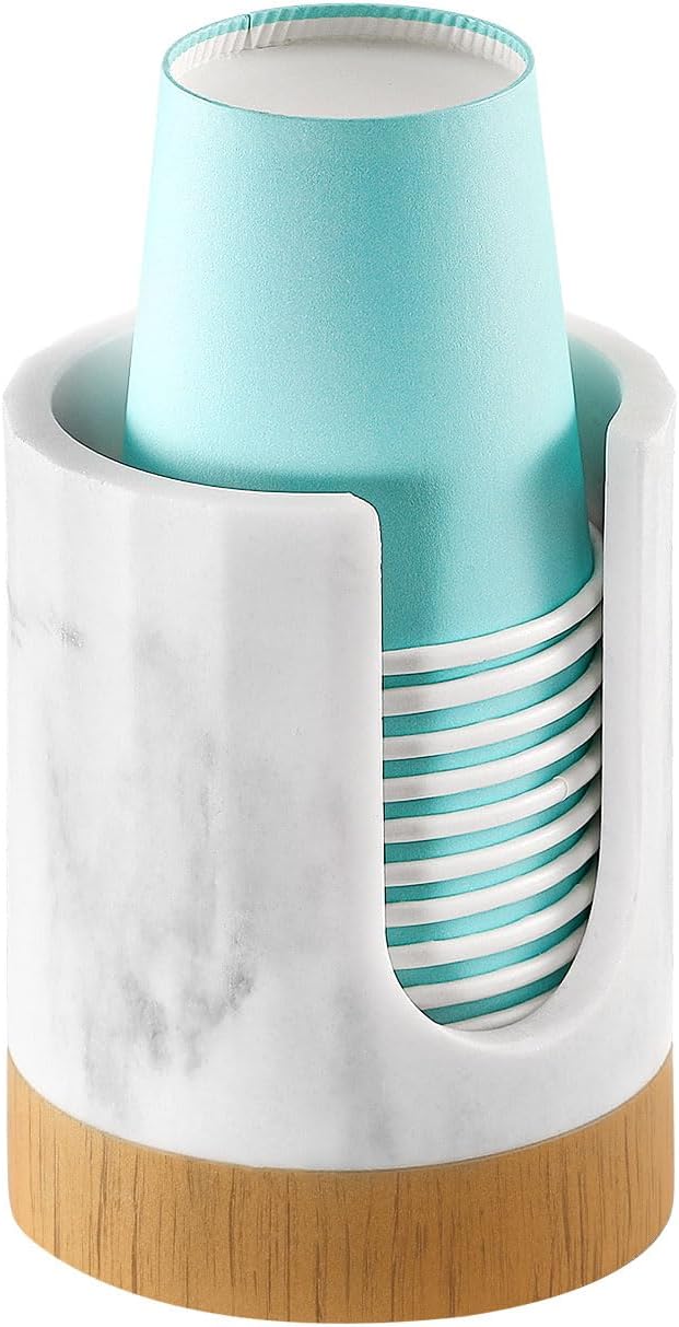 Luxspire Marble Resin Cup Dispenser for Bathroom