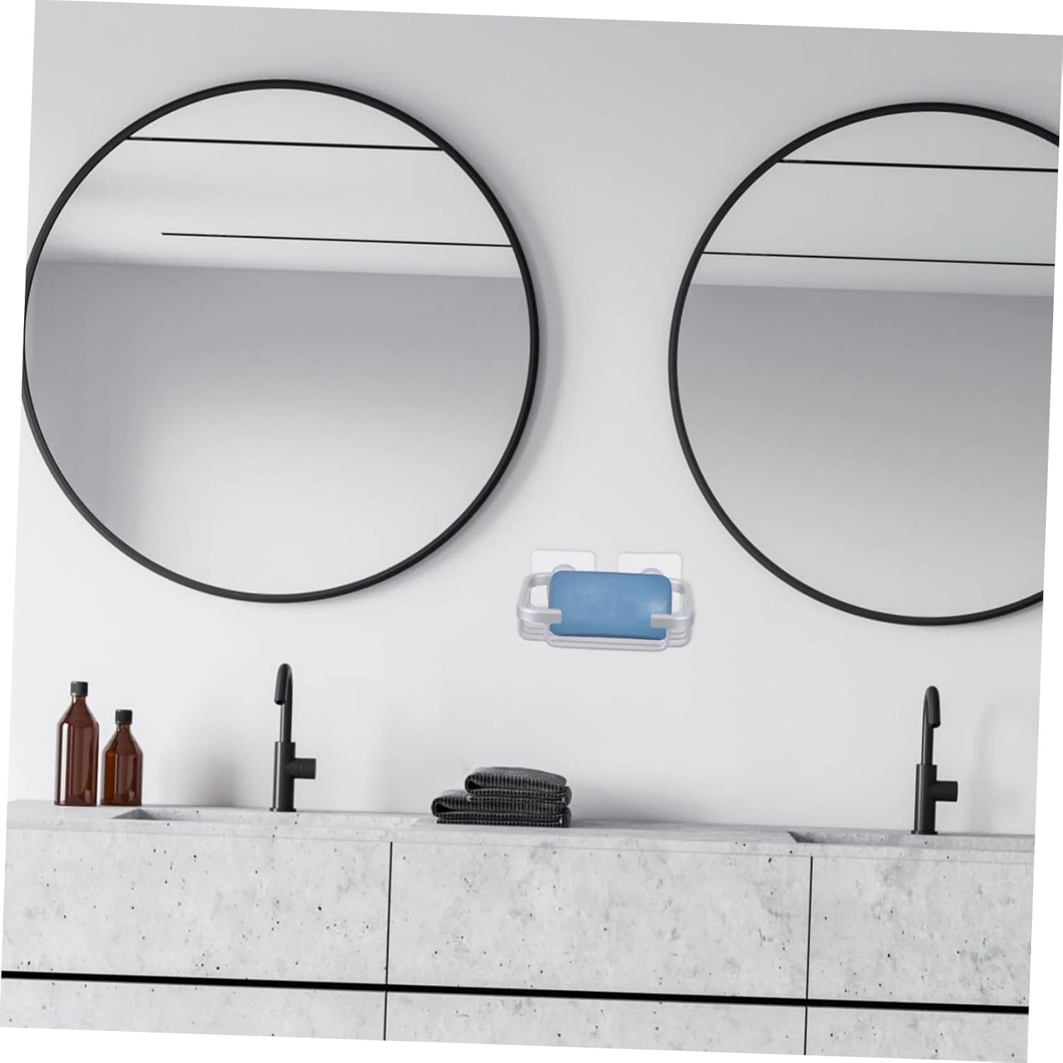 BRIGHTFUFU No Punching Soap Dish Holder Wall Mounted Silver 1