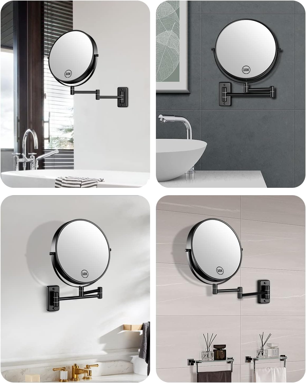 Gospire 9 Inch Wall Mount Magnifying Mirror with 1X 10X Dual-Sided