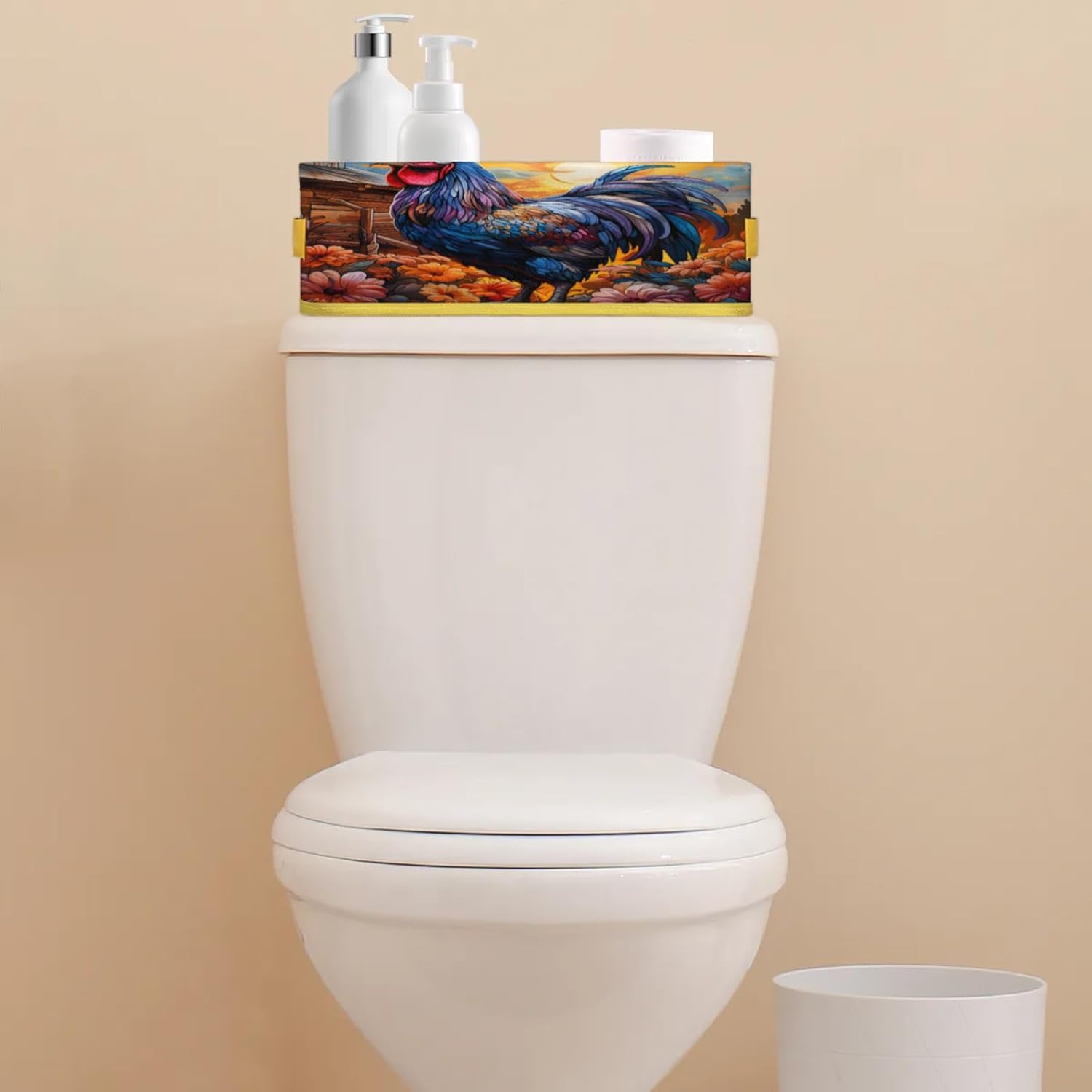 Snatocys Rooster Toilet Paper Basket with Handle