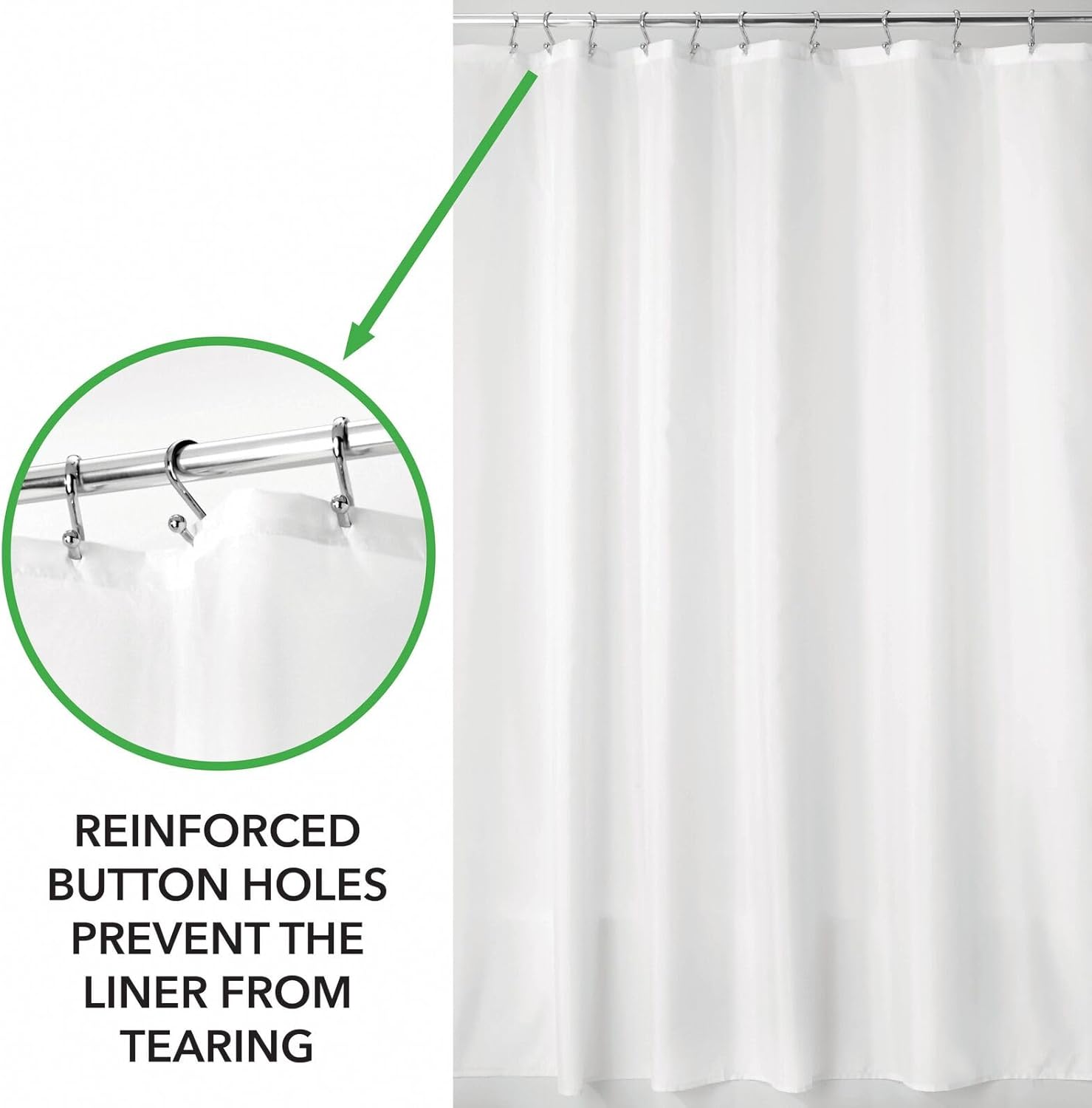 mDesign Heavy Duty Shower Curtain Liner - 72x72 White
