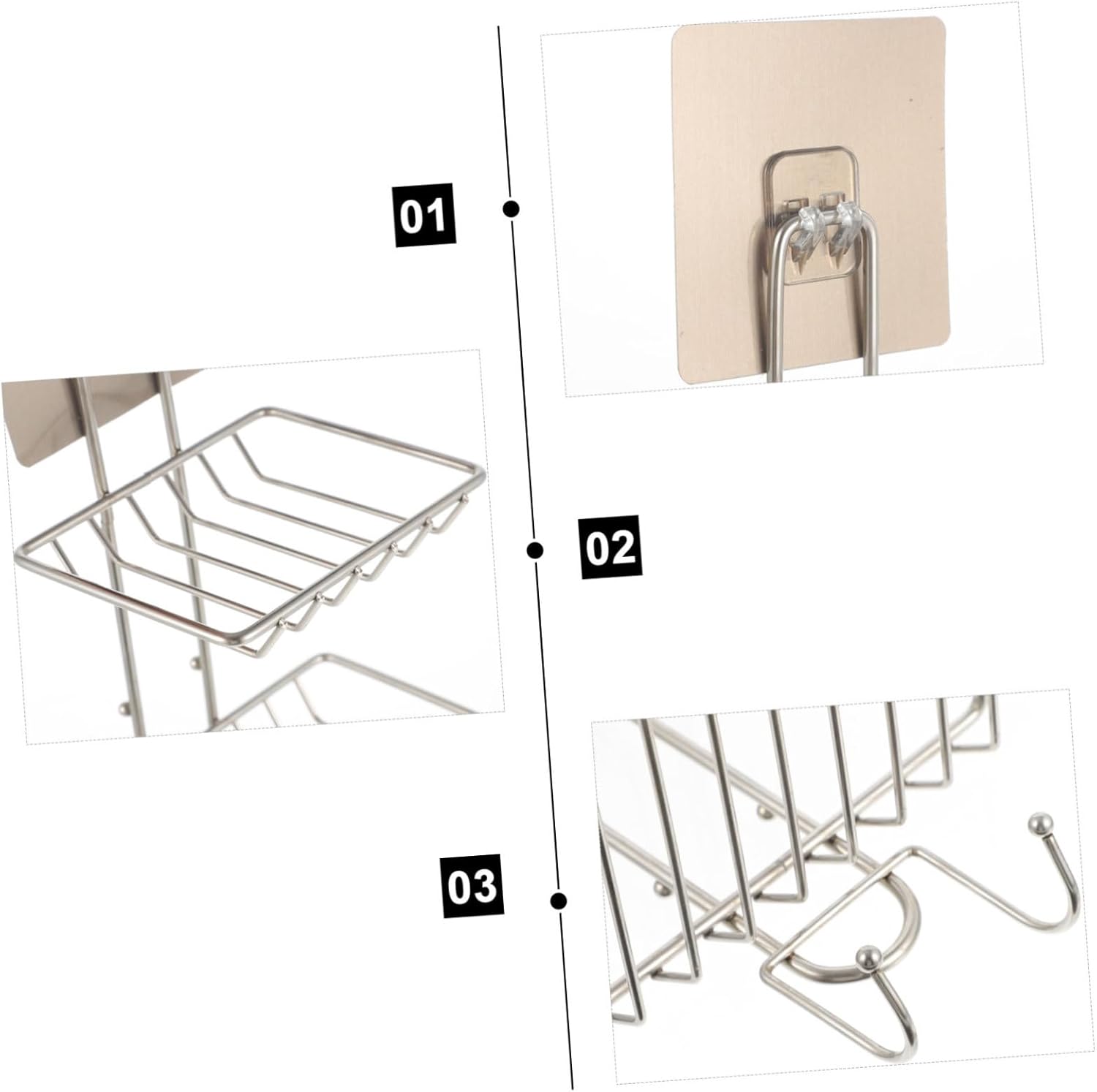 Alipis Double-Deck Soap Rack with Hooks and Sponge Holder