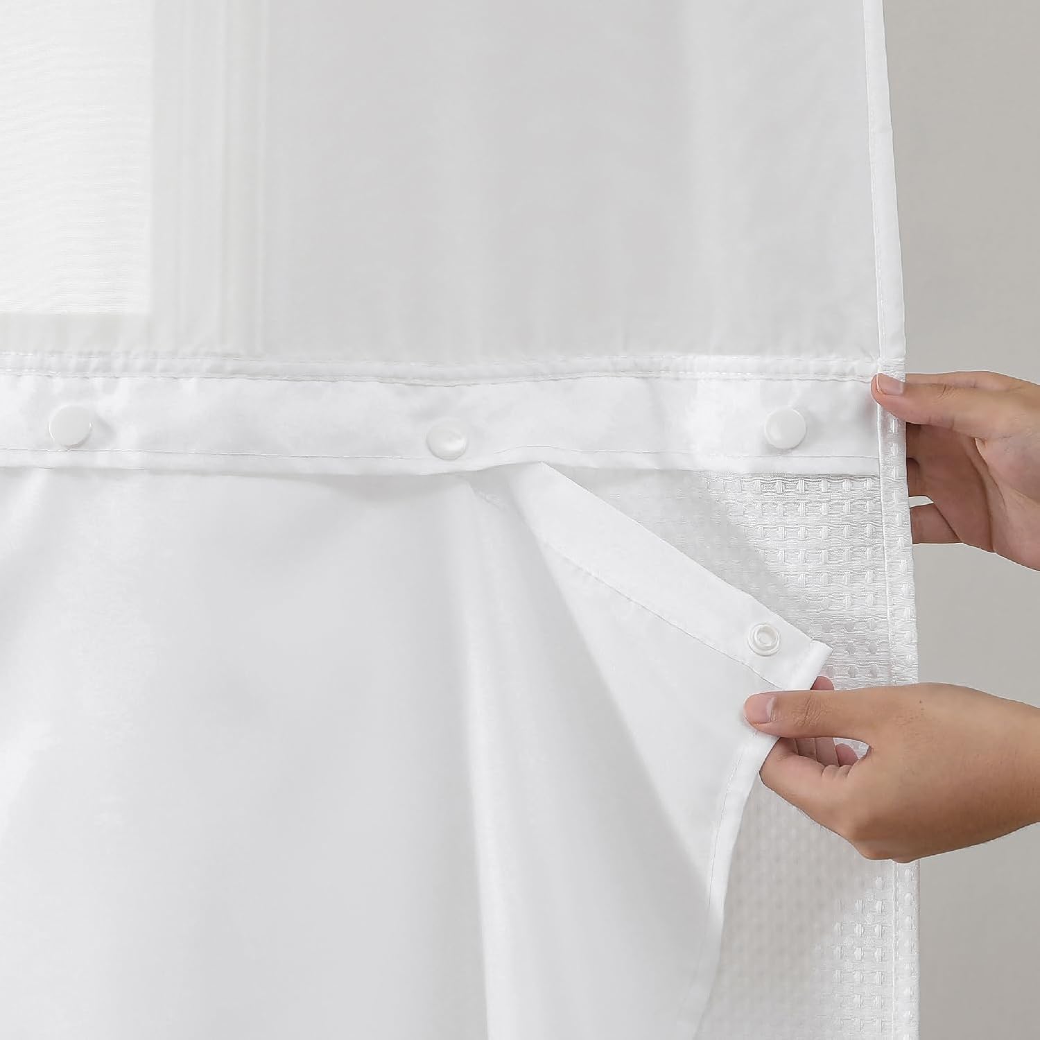 Black Waffle Wave Shower Curtain Liner Set