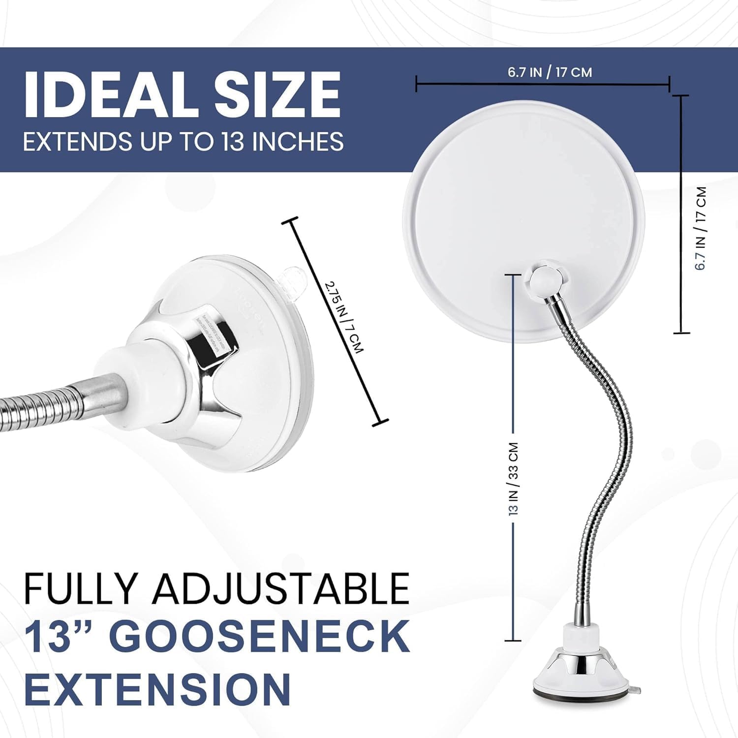 Mirrorvana Flexible Round Fogless Shower Mirror with Adjustable Gooseneck
