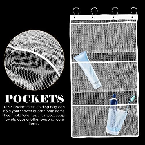 OUNONA Shower Organizer Mesh Bag with 6 Pockets