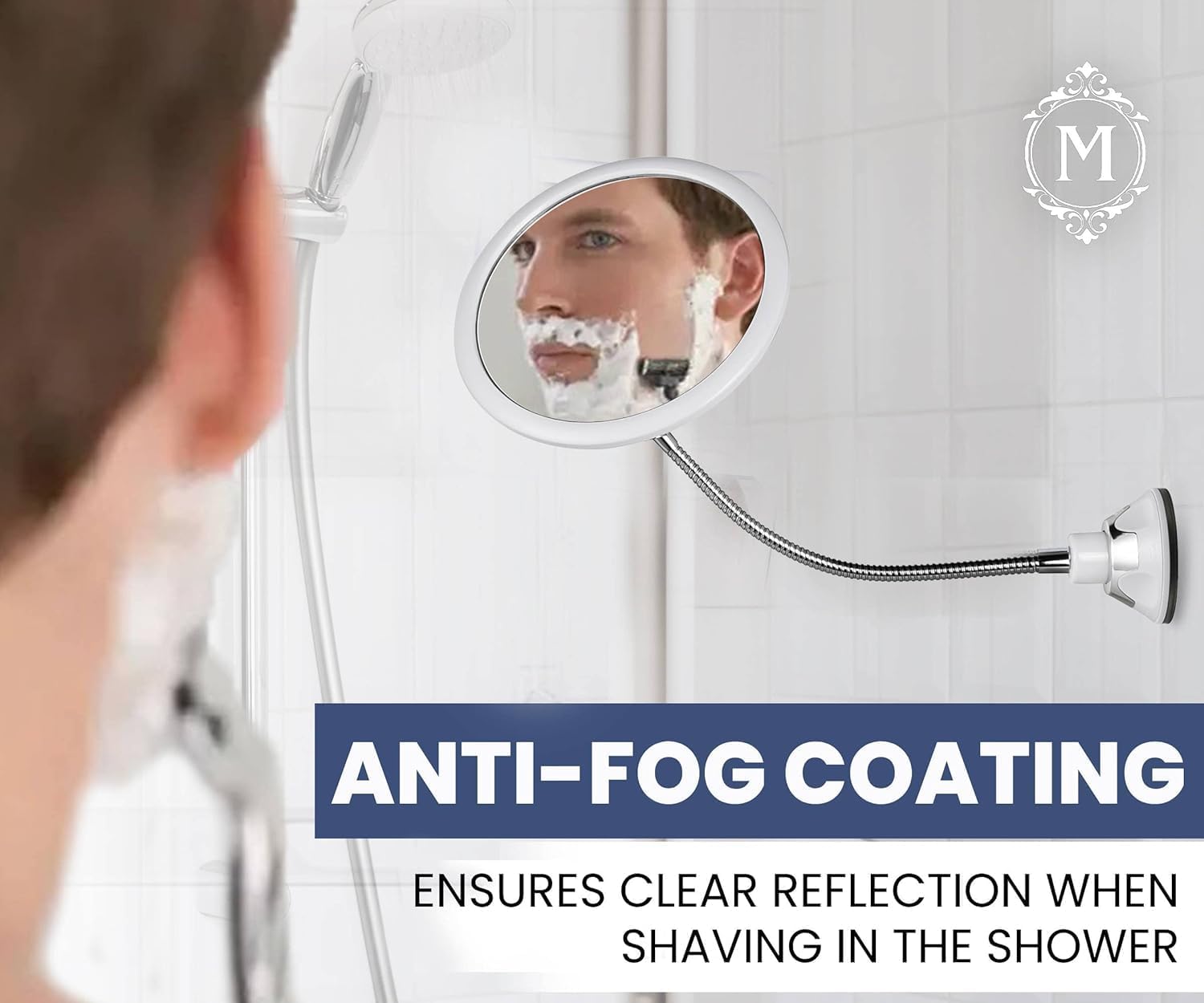 Mirrorvana Flexible Round Fogless Shower Mirror with Adjustable Gooseneck
