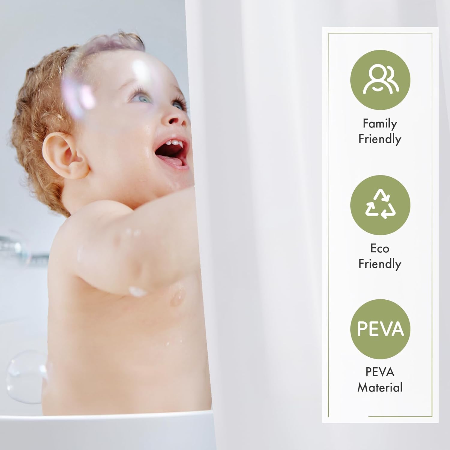 Amazer White Waterproof Shower Curtain Liner with Magnets