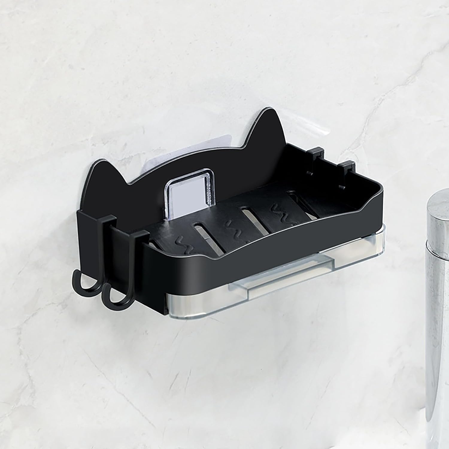 Self Draining Soap Dish Holder Black Wall Mounted