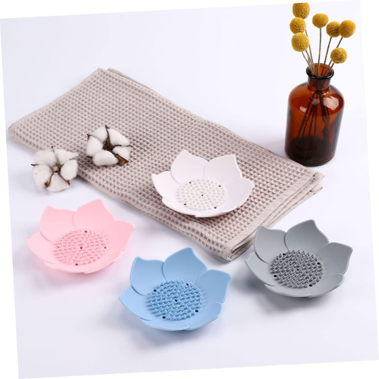 2pcs Silicone Soap Holder with Drainage for Bathroom Kitchen