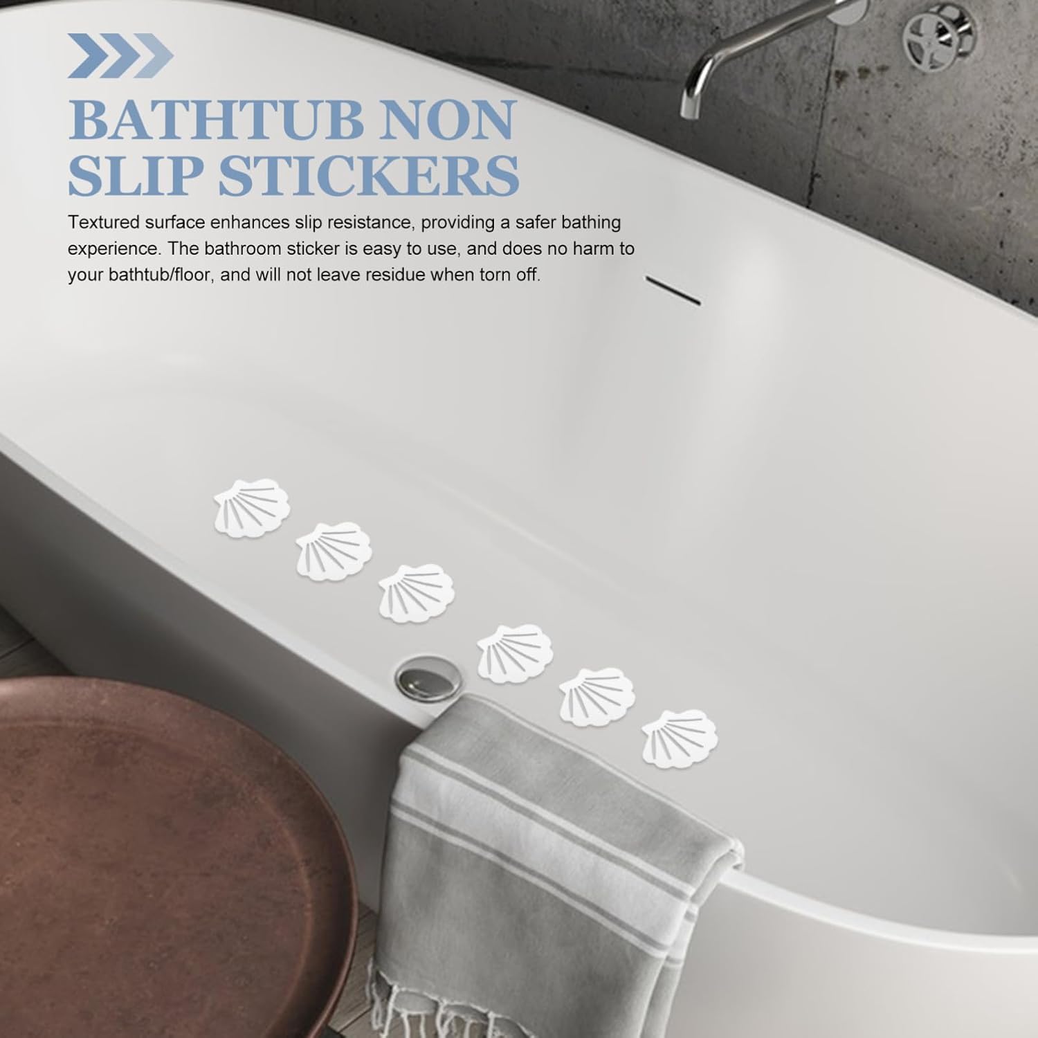 Shell Shaped Anti-Slip Bathtub Stickers 12 Pack