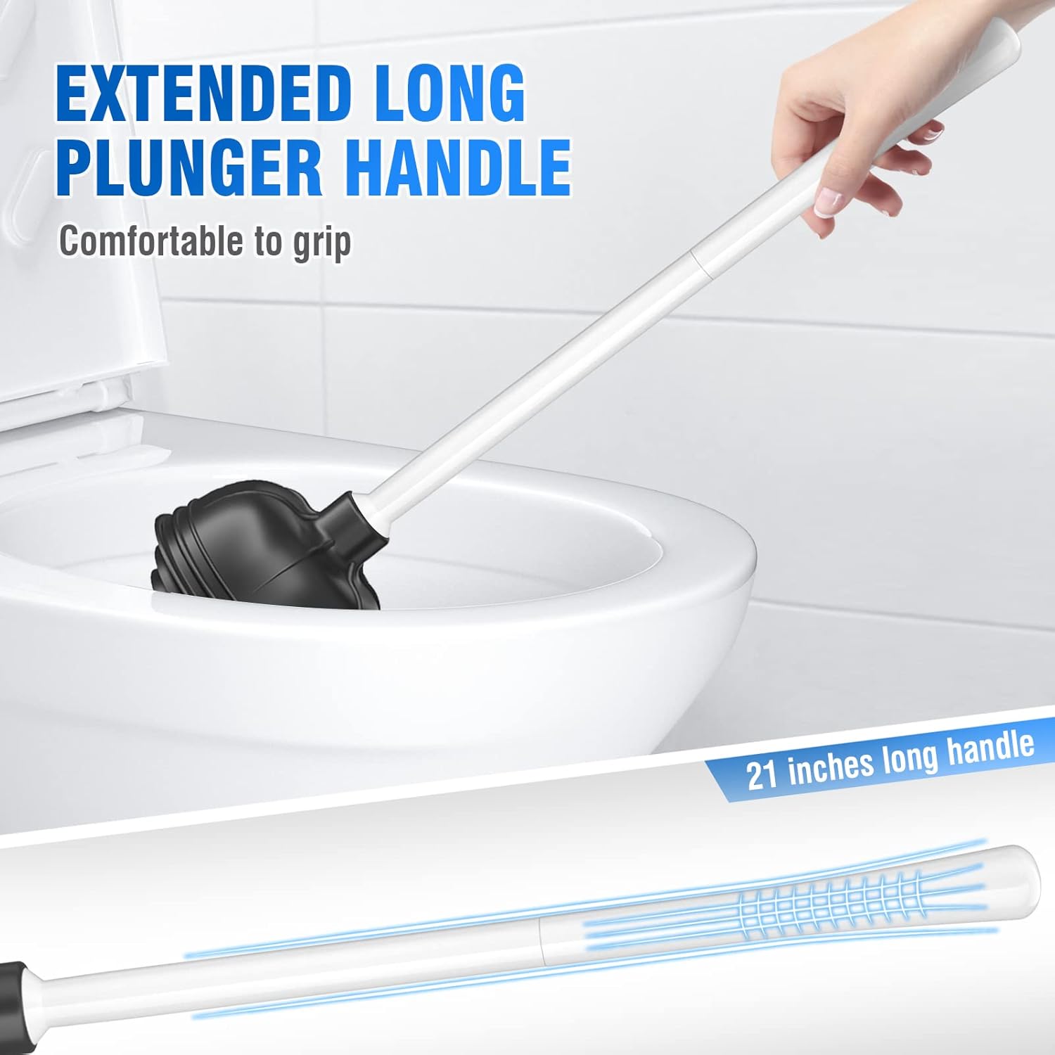 Uptronic Toilet Plunger with Holder - White