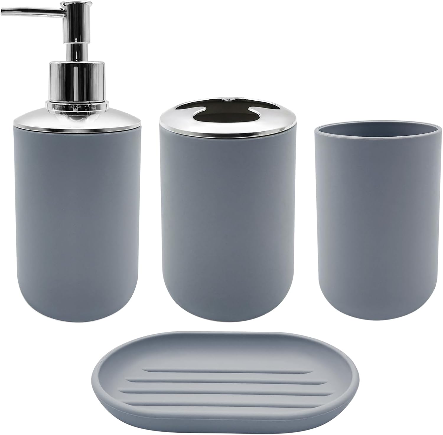 WBJKZJD 4pcs Shatter-Resistant Resin Bathroom Accessory Set Grey