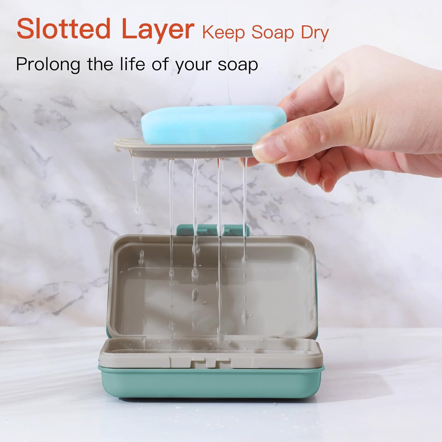 Quatish Bar Soap Holder Dish 1 Pack Blue