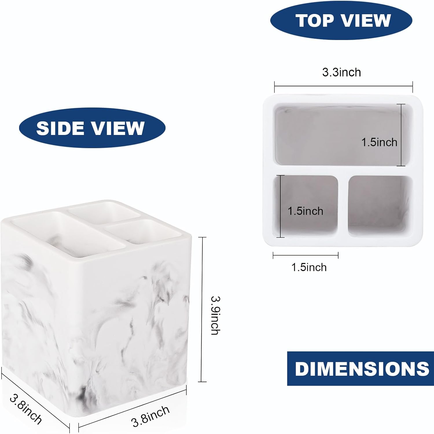 Heagoale Diatomite Toothbrush Holder 3 Slots Marble White 1