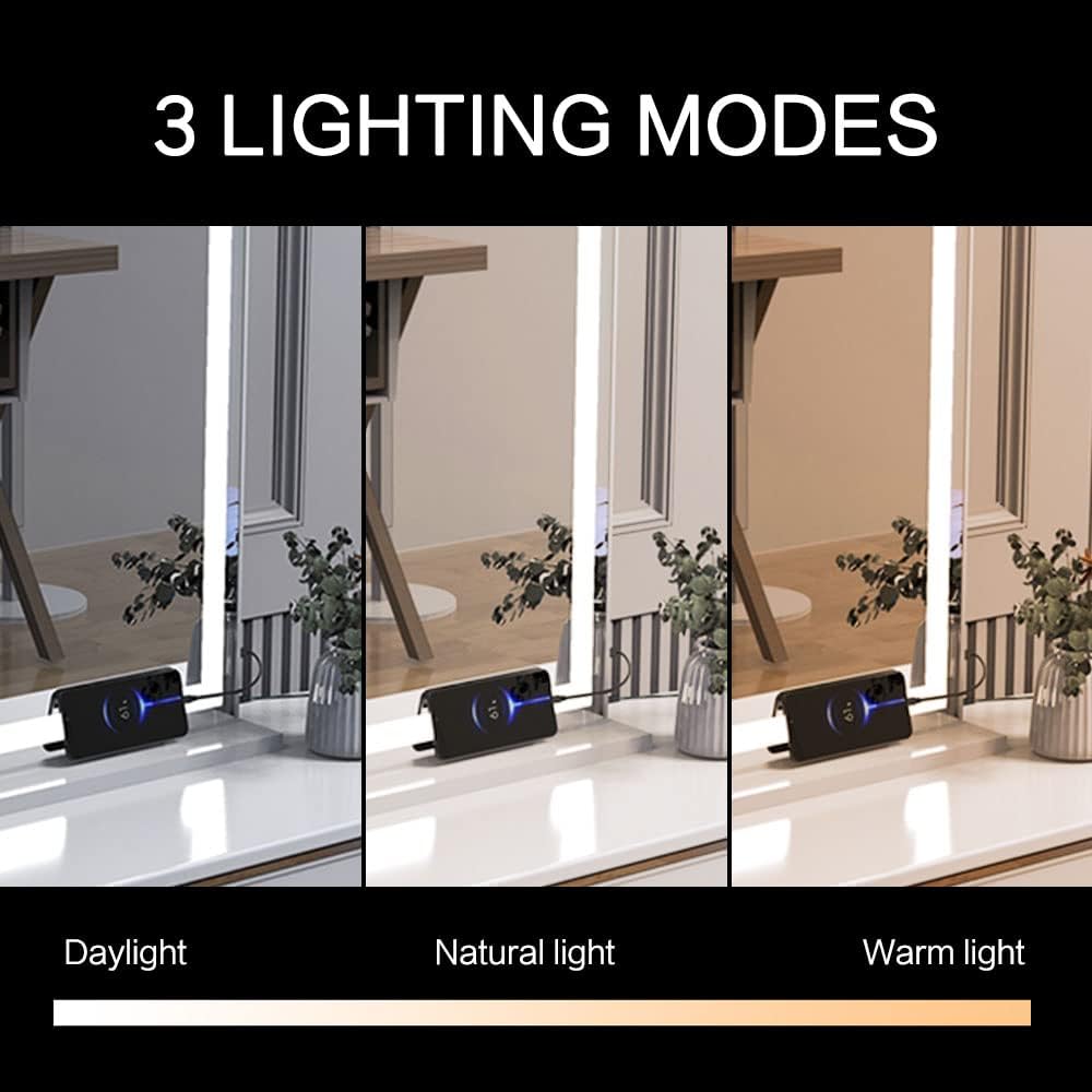 NICESTi Large Vanity Mirror with USB Lights and Adjustable Brightness