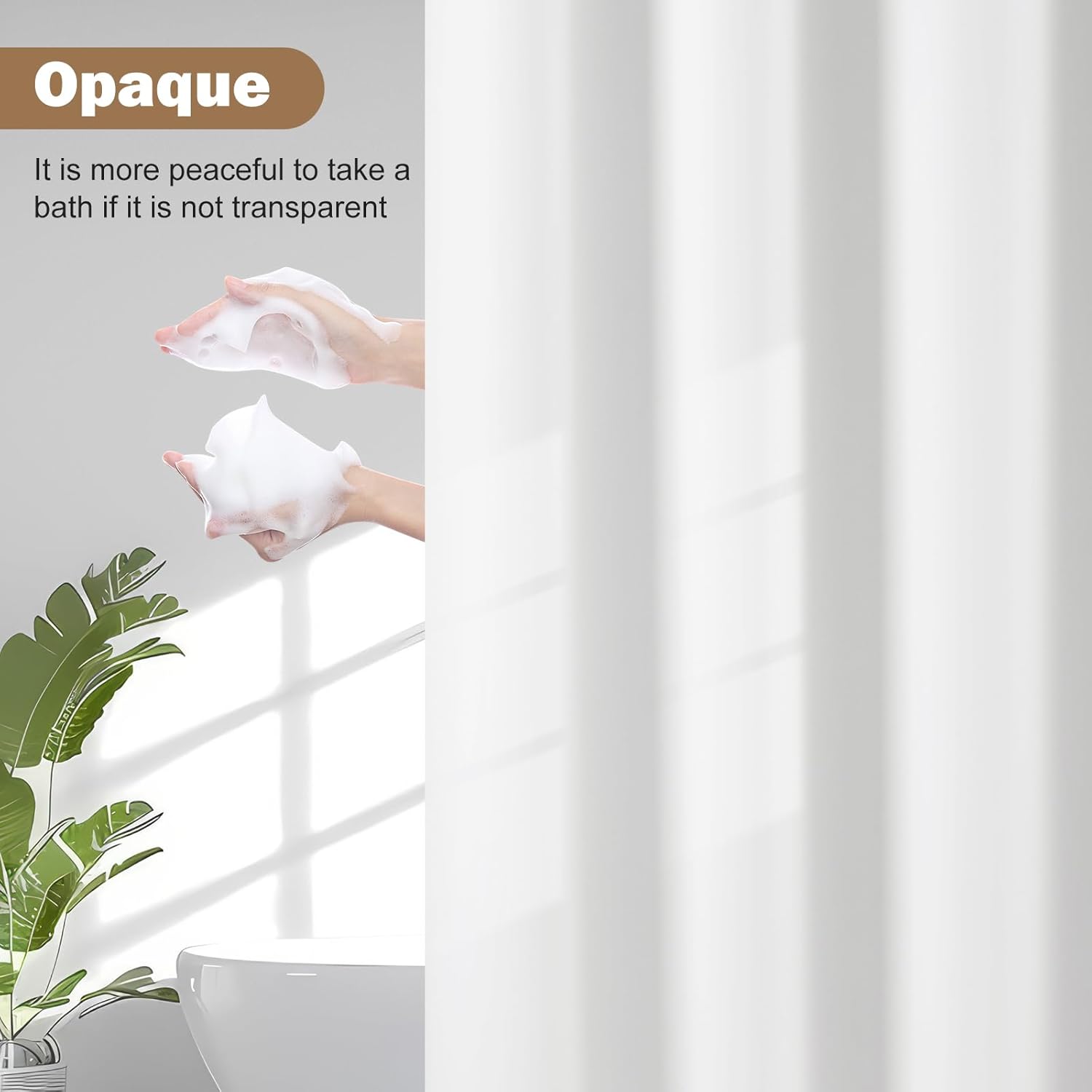 UFRIDAY Premium PEVA White Shower Curtain Liner 72x66 Inch