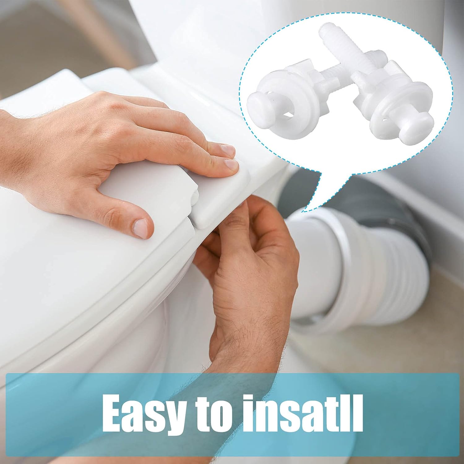 Jetec Toilet Seat Replacement Kit 2 Pieces Plastic Bolts with Nuts and Washers