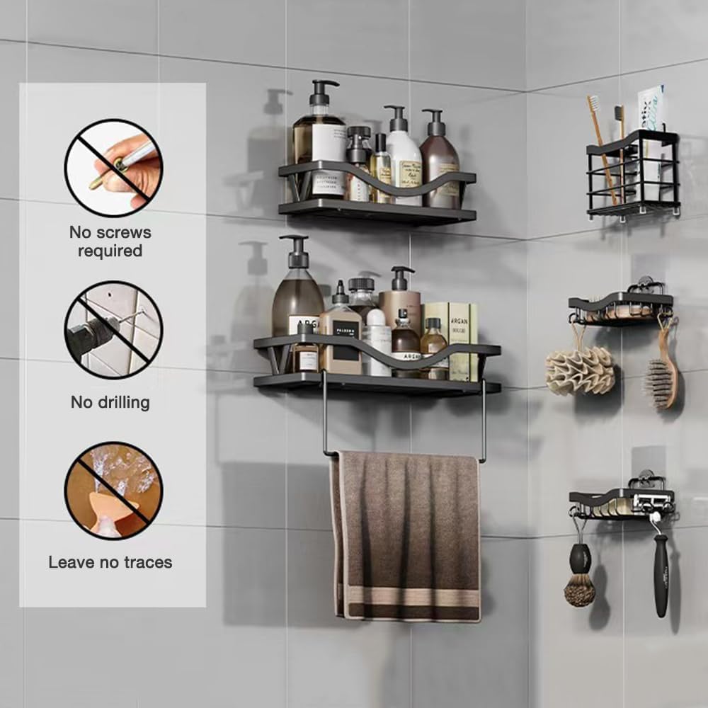 2 pcs Shower Caddy Adhesive Replacement Hooks Stickers No Drilling