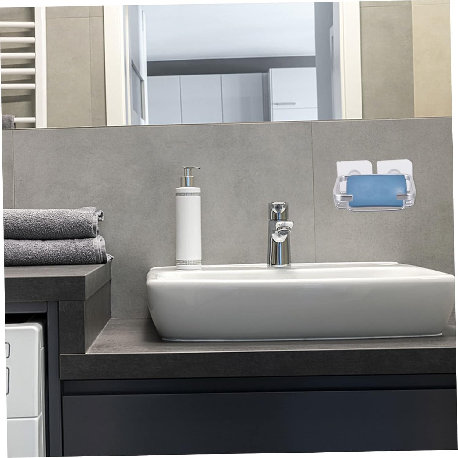 BRIGHTFUFU No Punching Soap Dish Holder Wall Mounted Silver 1
