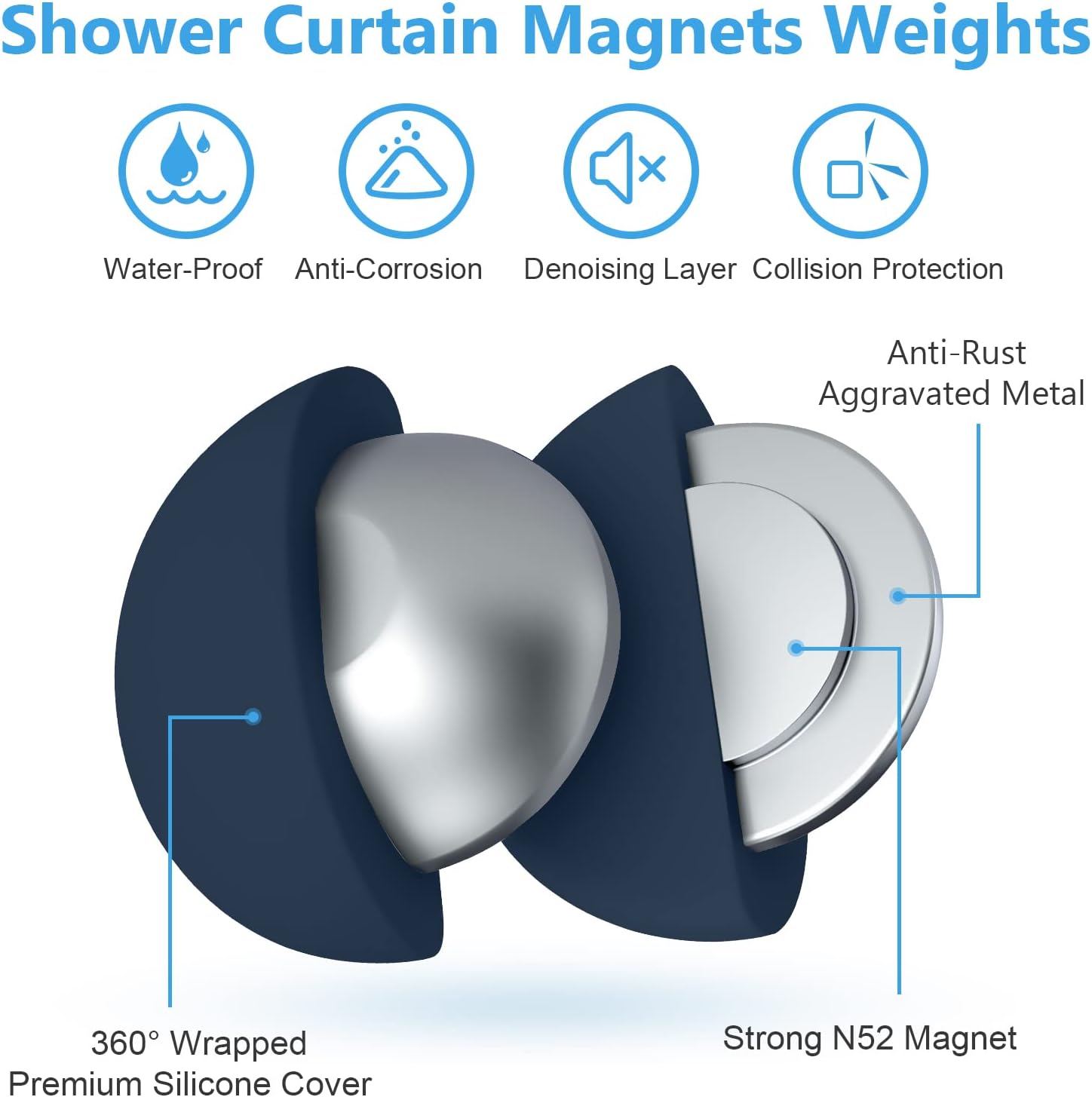 VANZAVANZU 10 Pairs Shower Curtain Weights with Silicone Magnets