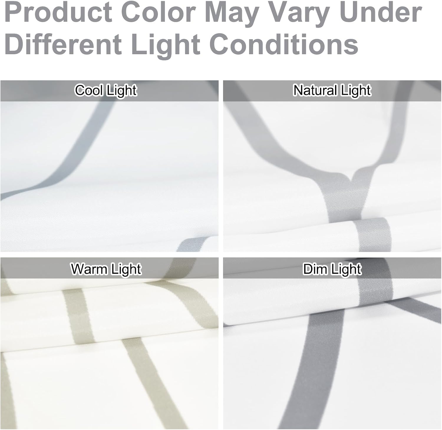 Punkray Grey White Striped Polyester Shower Curtain with Hooks