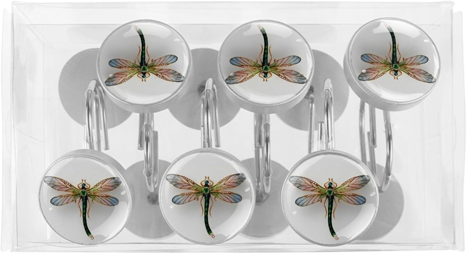 Dragonfly Gemstone Shower Curtain Hooks Set of 12