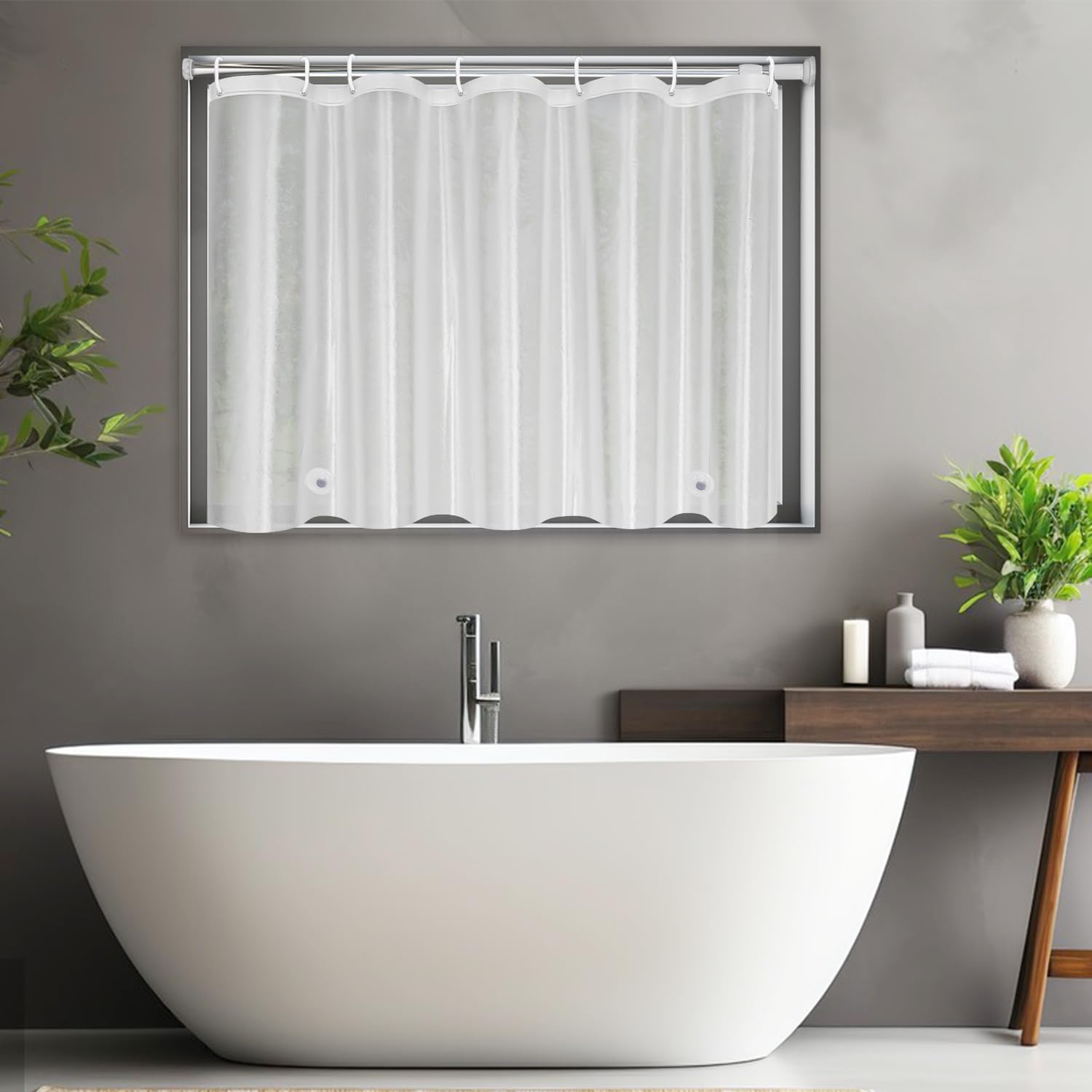 UFRIDAY Frosted Privacy Shower Curtain Liner 40x36 Inch