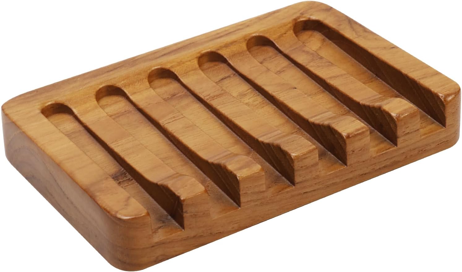 HTB Teak Soap Dish with Slanted Drainage Design