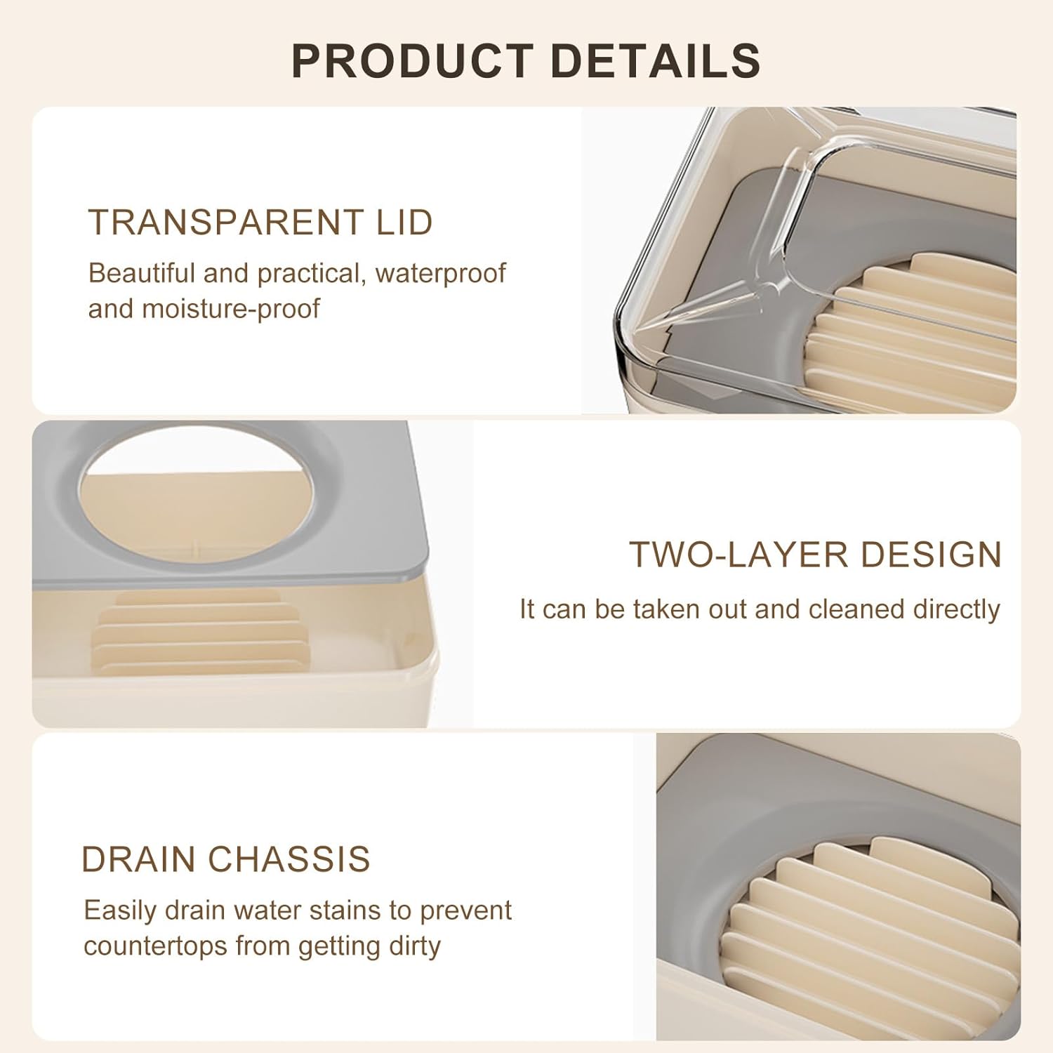 Guaber PET Soap Dish with Drain Rack and Lid 1