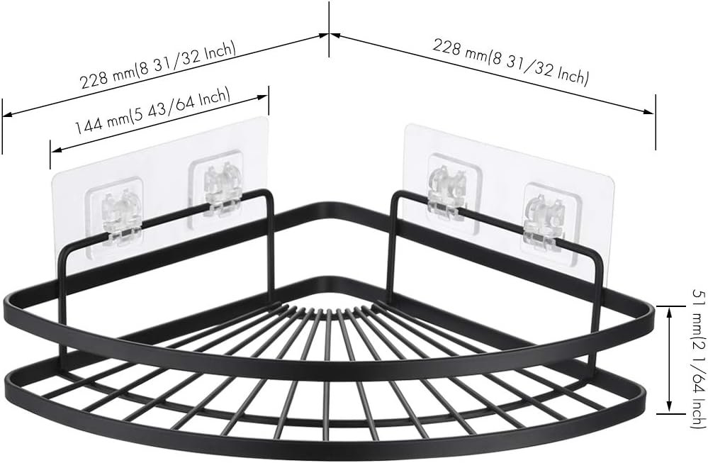 KES Matte Black Shower Caddy 2 Pack with Snap-Lock Hooks