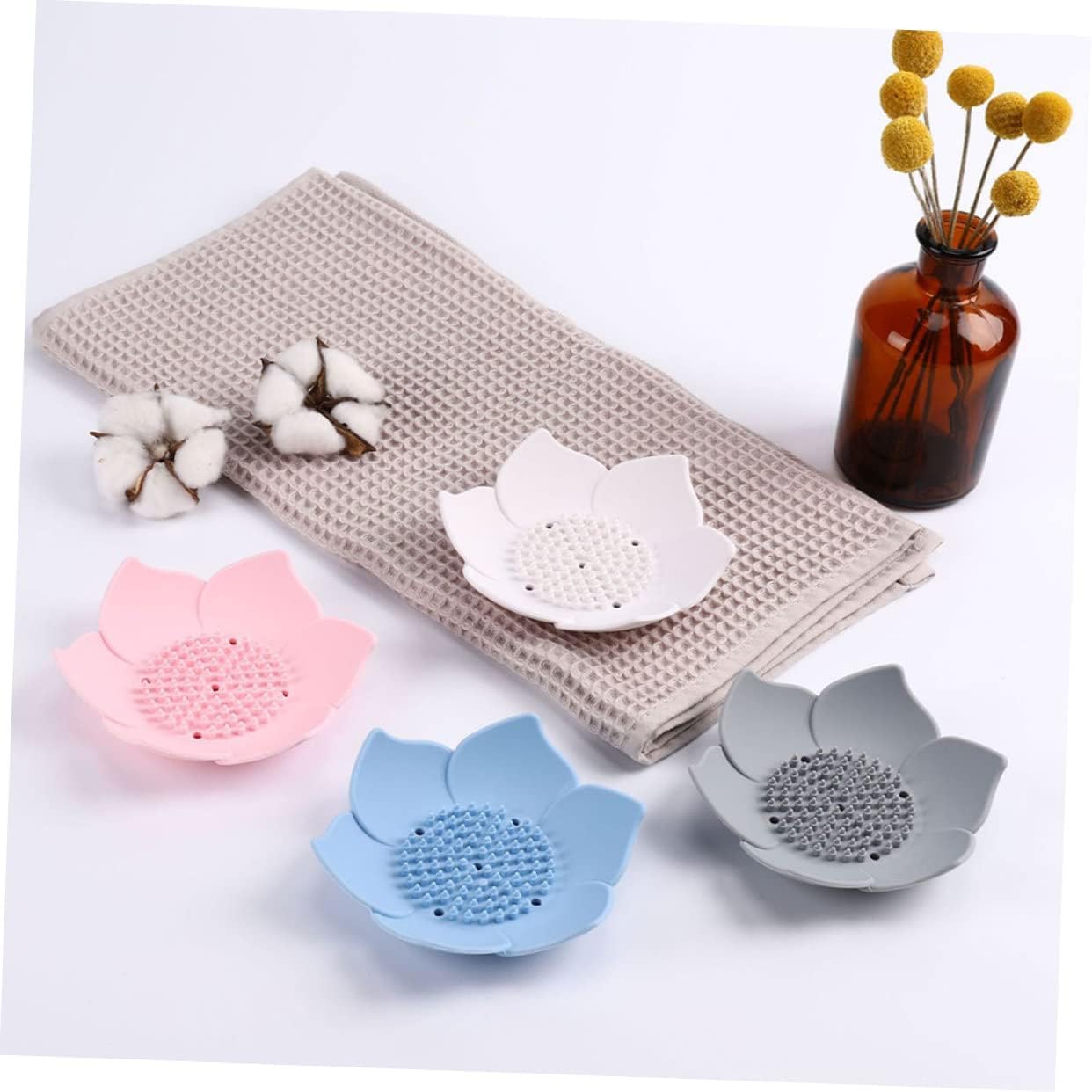 2pcs Silicone Soap Holders Drainage Stylish Bathroom Kitchen Shower Dishes