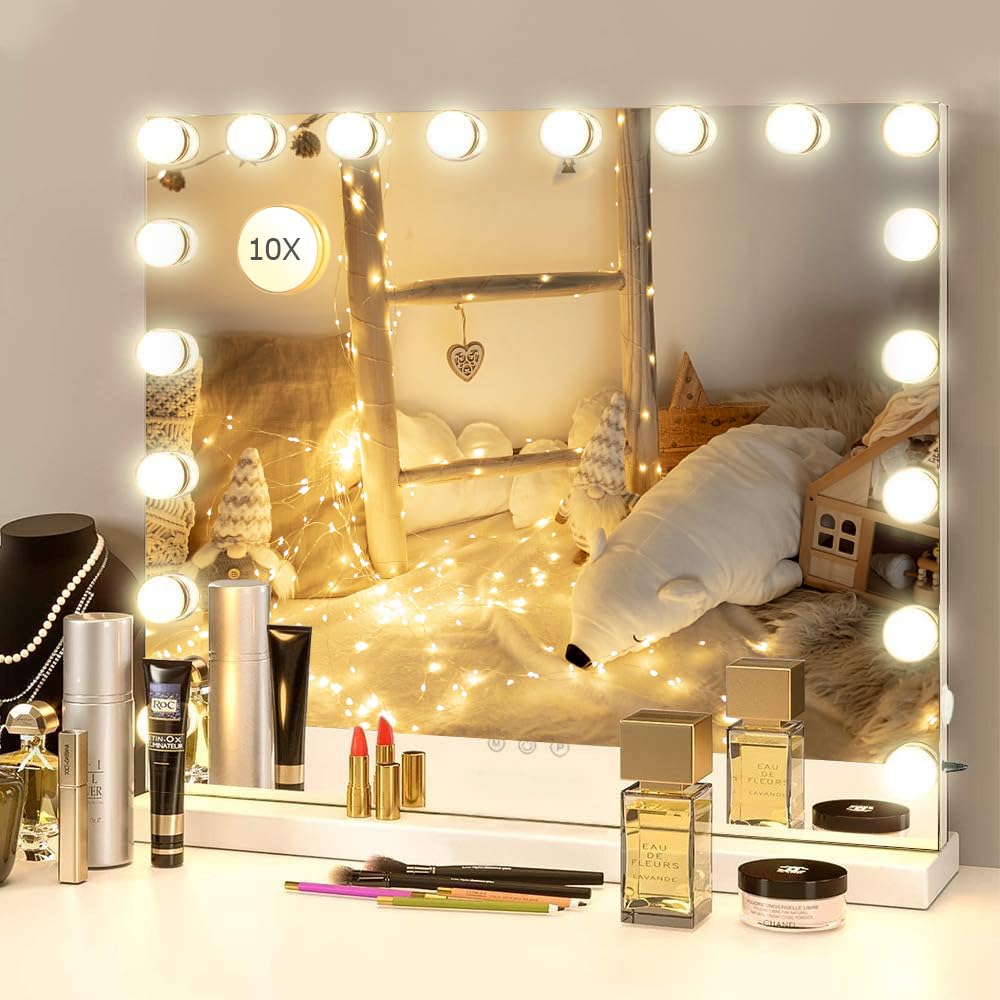 LilyHome Wall-Mounted Vanity Mirror with 18 LED Lights and Touch Control