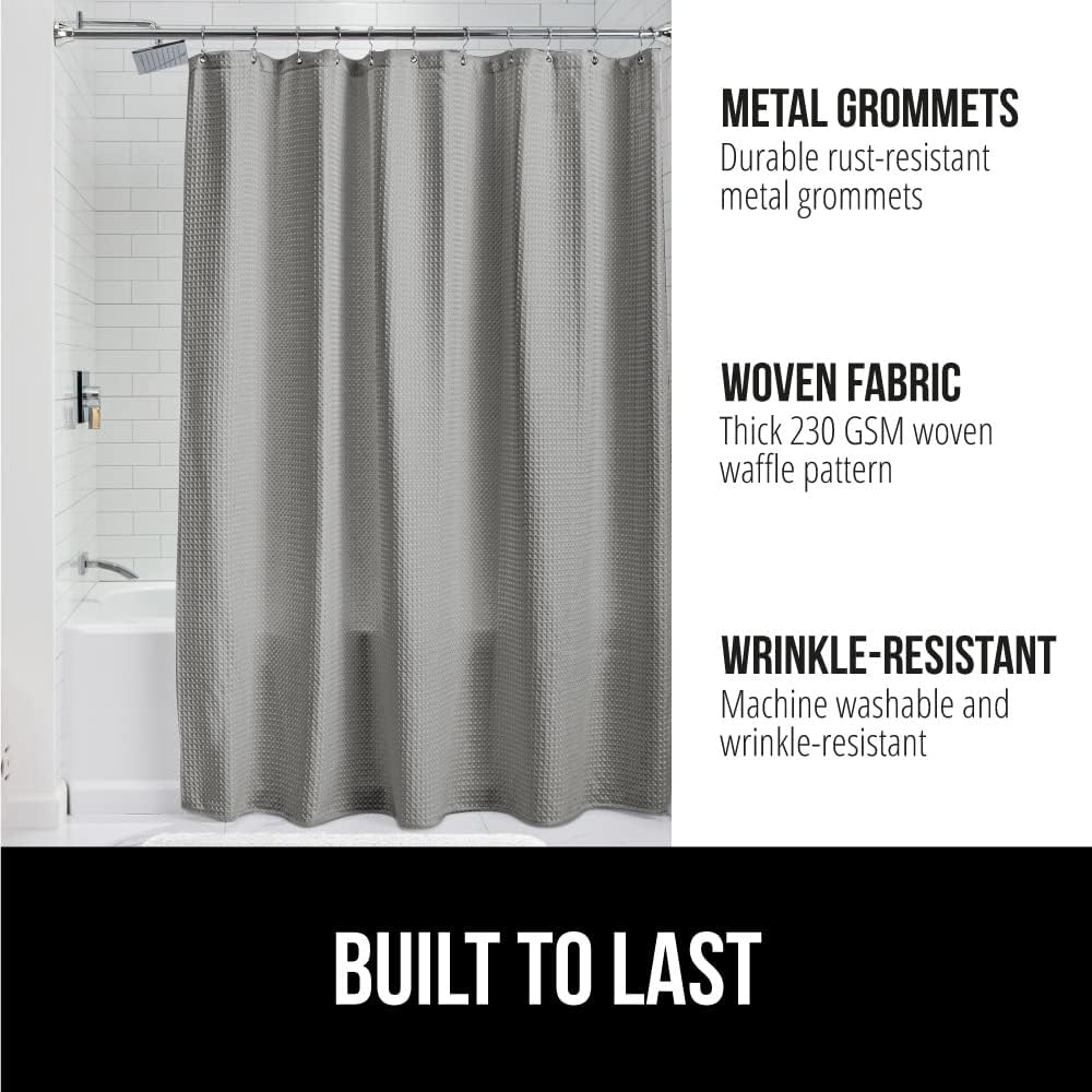 GORILLA GRIP Toilet Lid Cover Waffle Shower Curtain Bundle