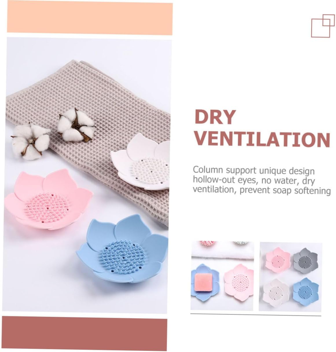 2pcs Silicone Soap Holder with Drainage for Bathroom Kitchen