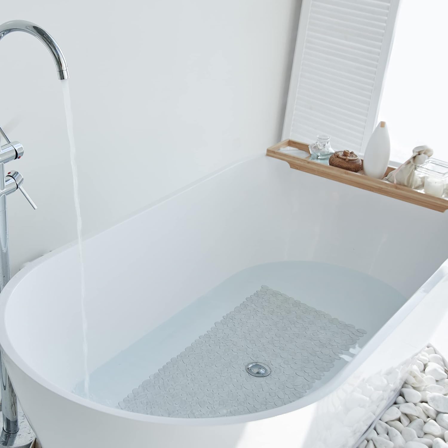 Vannokor Clear Non-Slip Bath Mat 35x16 Inch