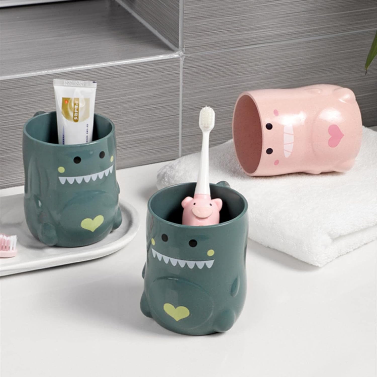 YUANstore Cute Toothbrush Holder Bathroom Tumbler