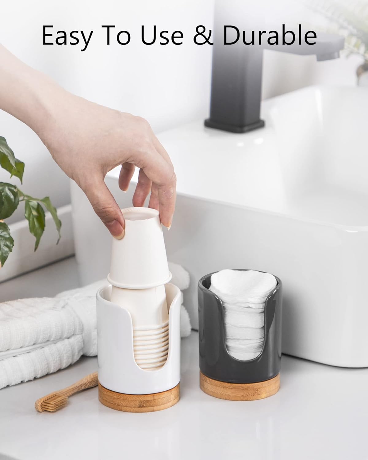 Viosuniu Ceramic Cup Dispenser - BPA Free Kids Safe White