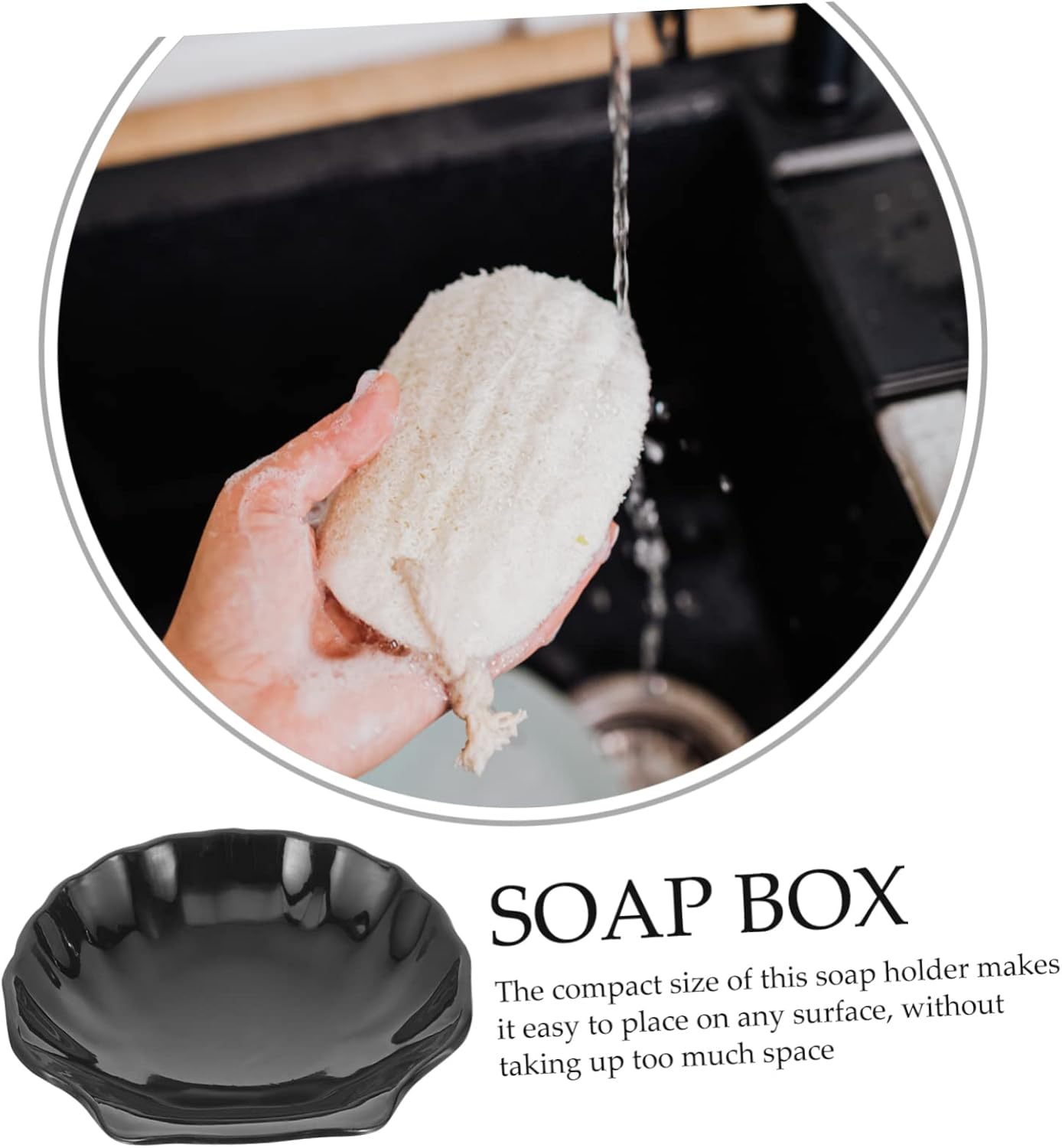 WESIEVYA Black Seashell Soap Holder for Bathroom