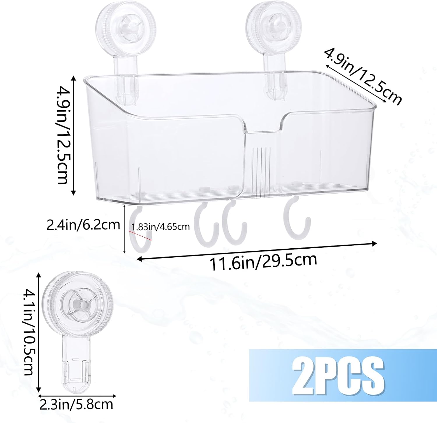 CIEOVO 2 Piece Clear Bath Toy Organizer with Suction Cup Hooks