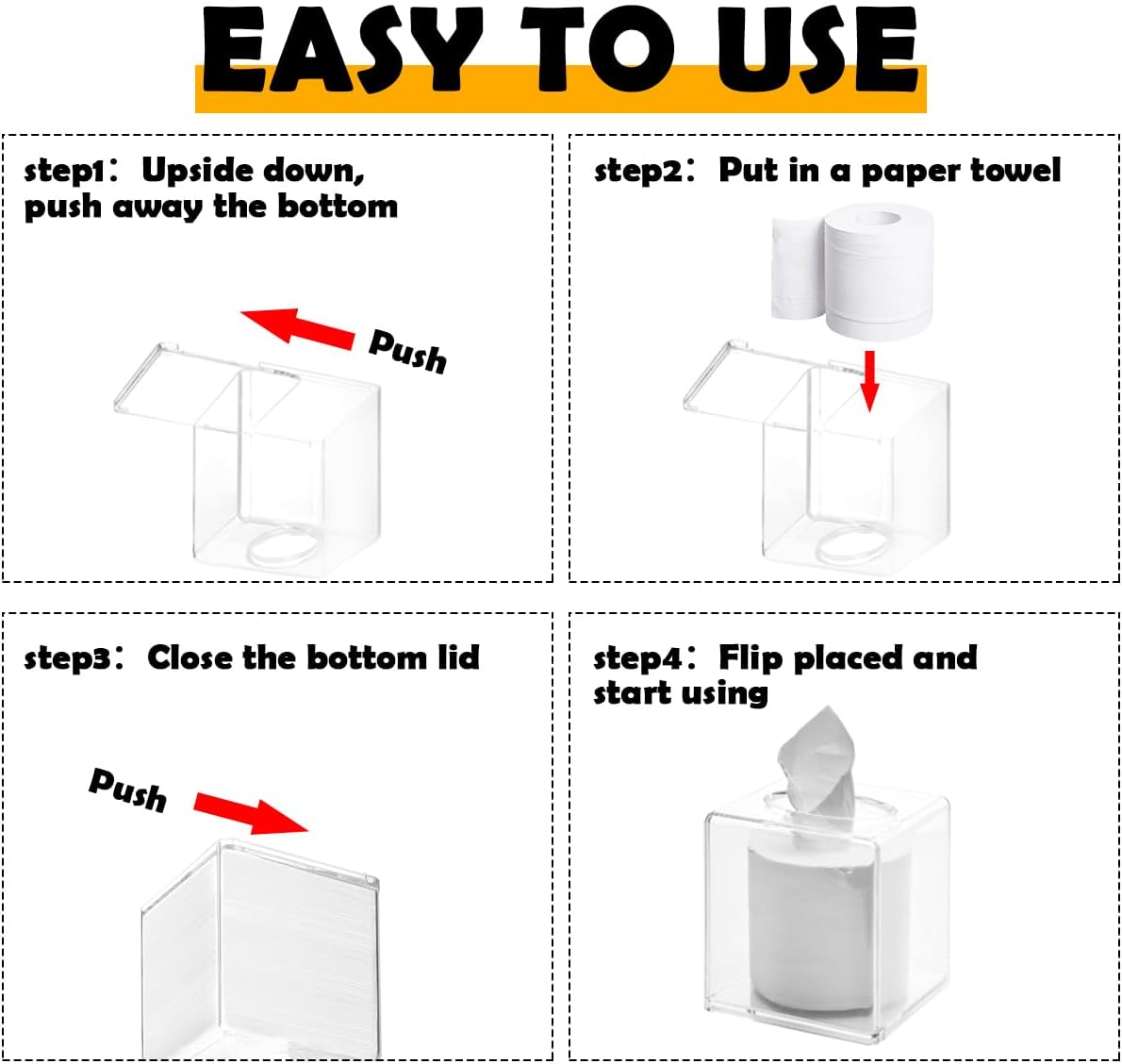 Voittozege 2 Pack Clear Acrylic Tissue Boxes 5x5x55 Inch