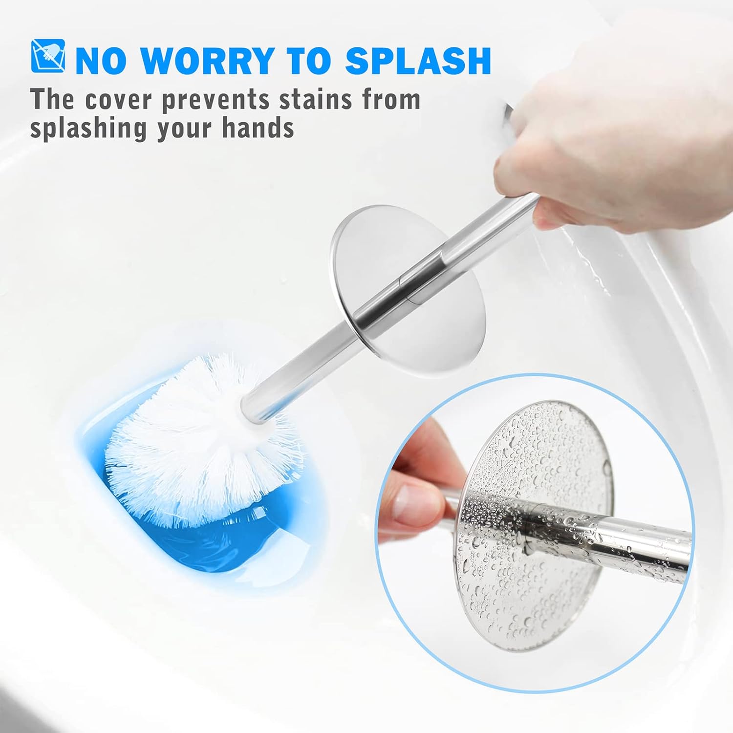 Wsedor Toilet Brush and Holder 2 Pack with Stainless Steel Handle