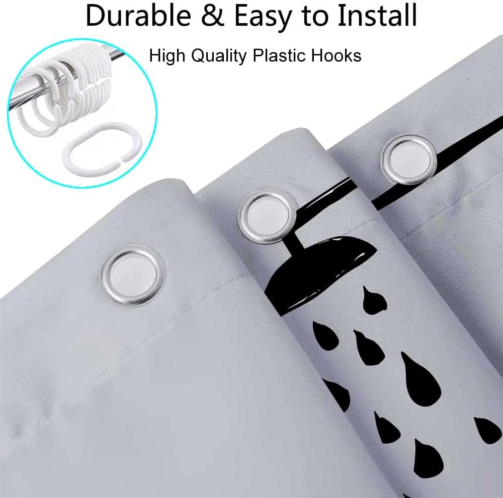 Ptrxobj Grey White Polka Dot Shower Curtain Set