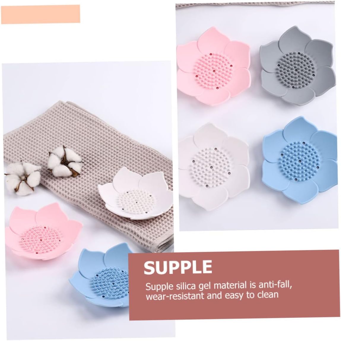 2pcs Silicone Soap Holder with Drainage for Bathroom Kitchen