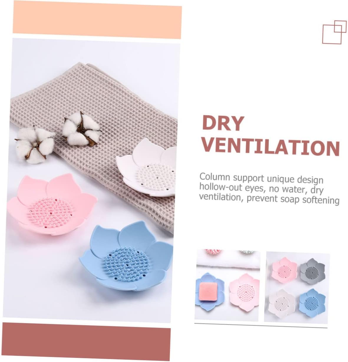2pcs Luxury Silicone Soap Dish Set Self-Draining Bathroom Holder
