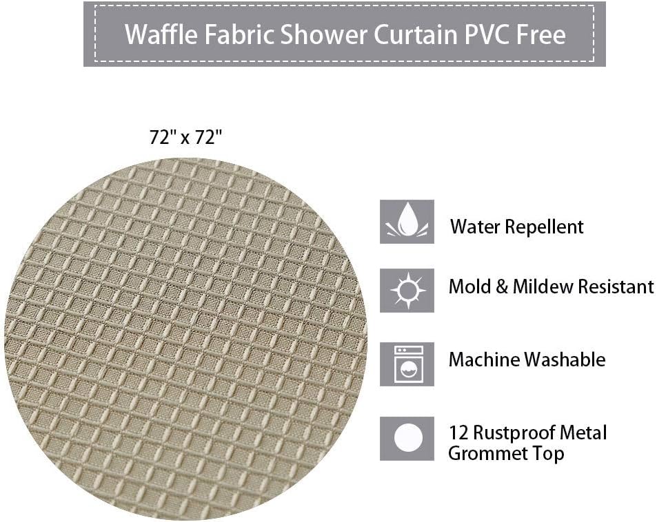 CAROMIO Waffle Fabric Shower Curtain 72x72 Inch