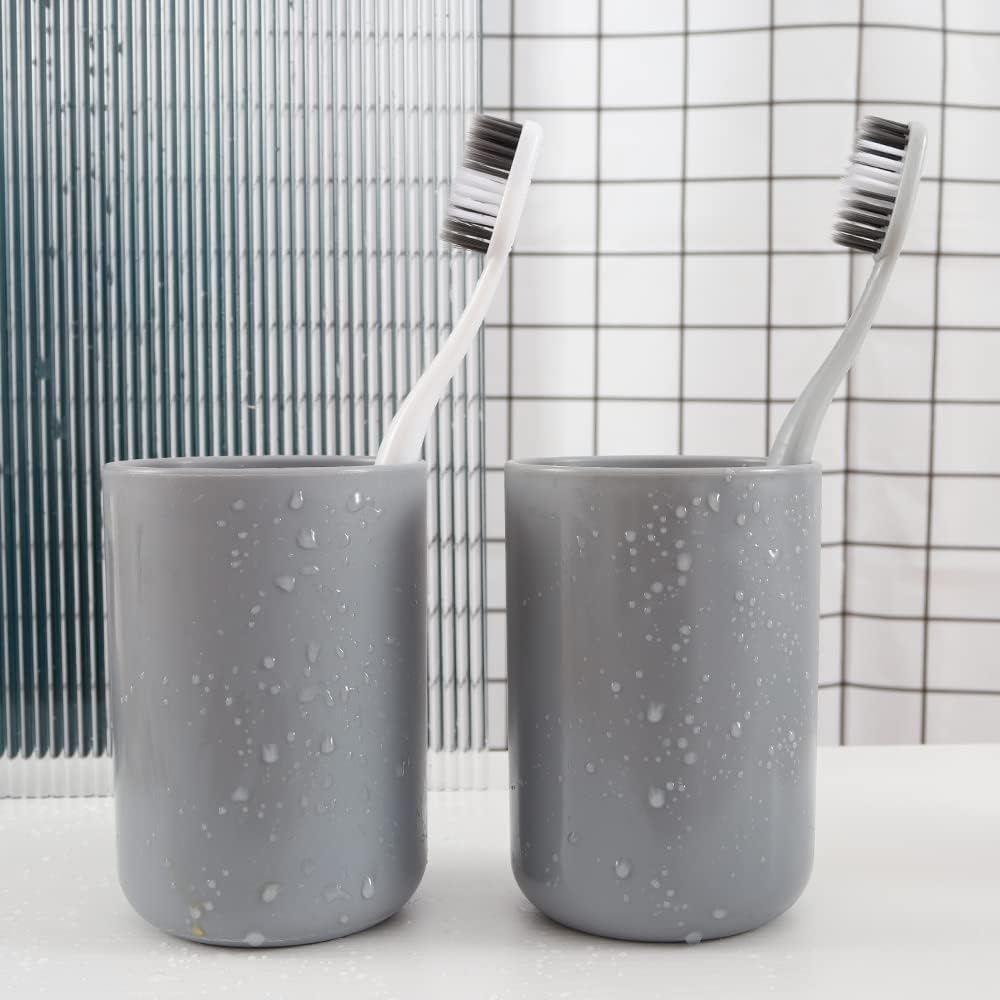 Wongwongcat 2Pcs Bathroom Tumblers Dishwasher Safe Food-Grade PP 10floz Grey Grey